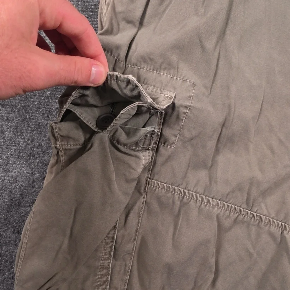 VTG Abercrombie Cargo Shorts Mens XL Khaki Tan Cotton Elastic Waist Pockets